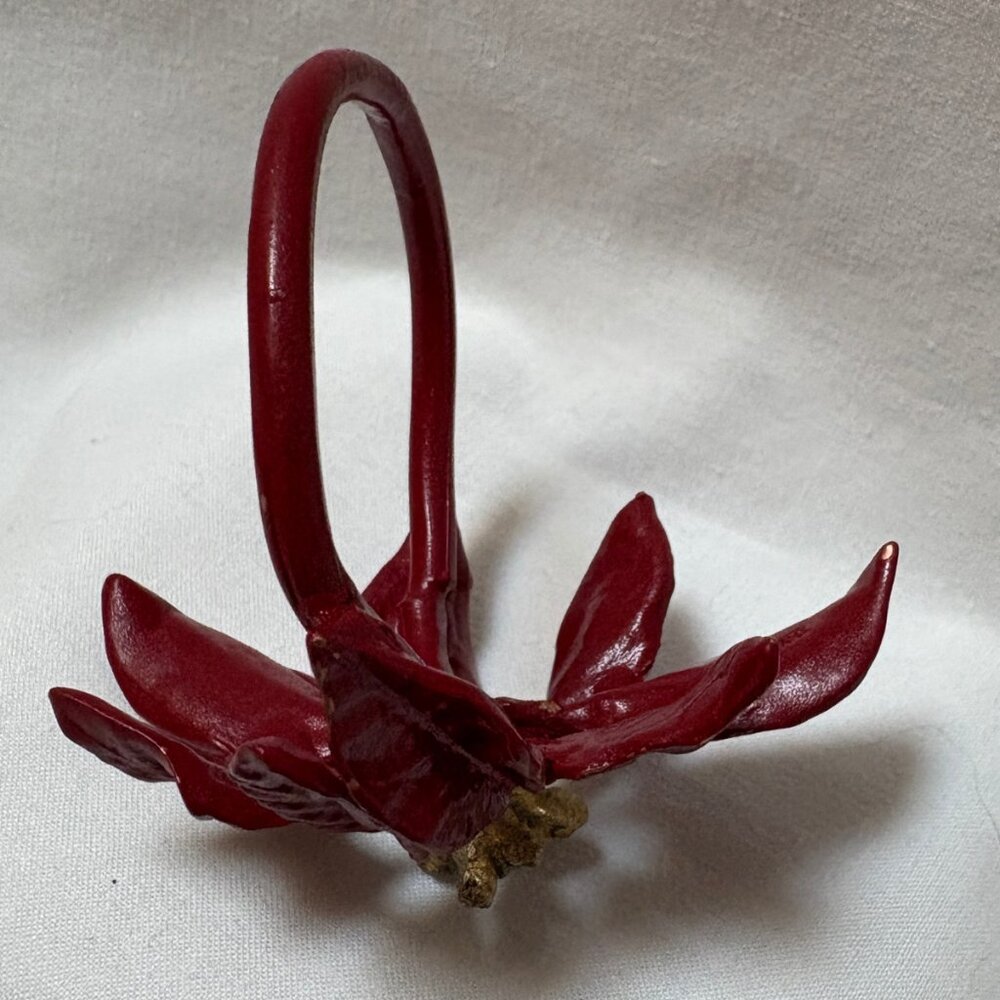 Michael Michaud Table Art Poinsettia Napkin Rings Set of 4 Pewter Holiday Decor - Picture 4 of 6